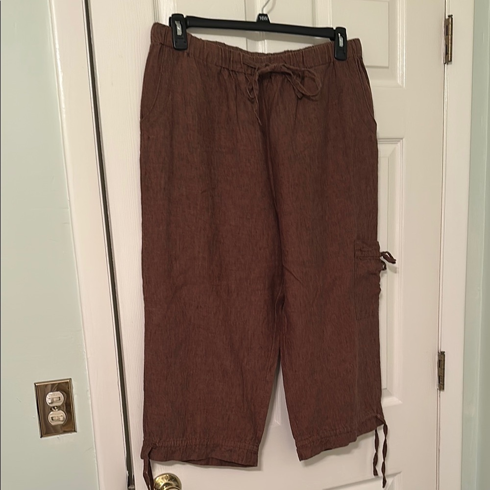 Women’s Chocolate Brown Cropped Linen Pants